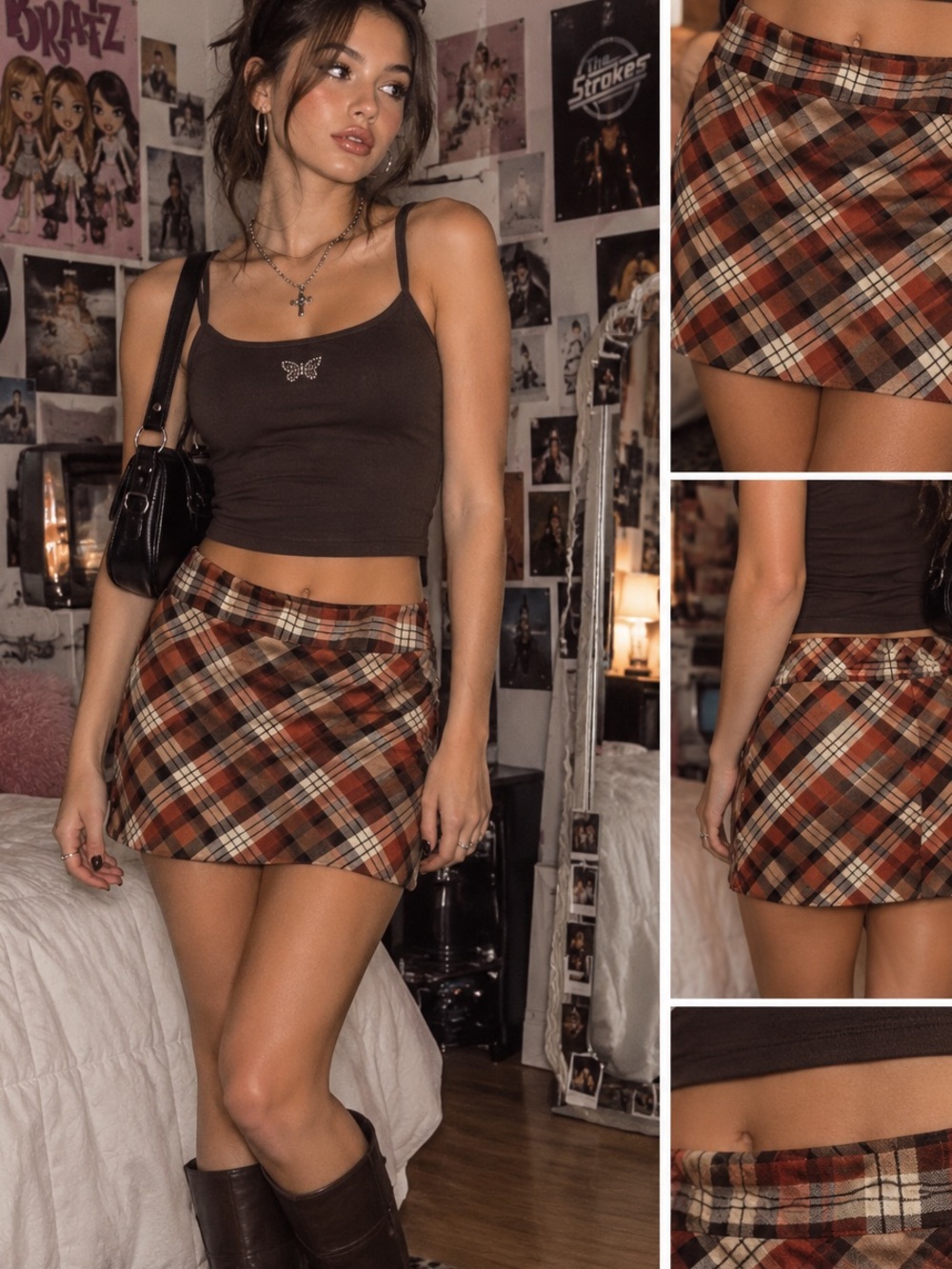 The Limited Vintage Plaid Mini Skirt Clueless Office Siren 90s Y2K Ivy League